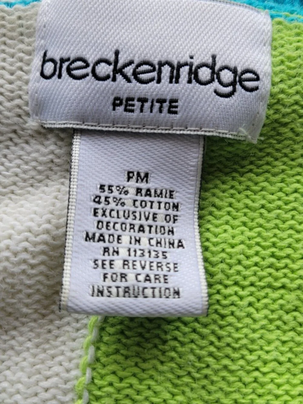 CLEARANCE - Breckenridge Blue Tropical Margarita Vacation Short Sleeve Sweater